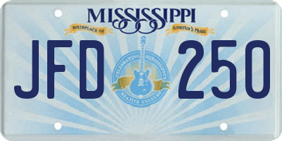 MS license plate JFD250