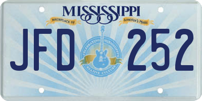 MS license plate JFD252