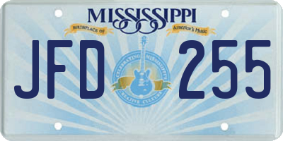 MS license plate JFD255