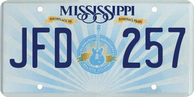 MS license plate JFD257