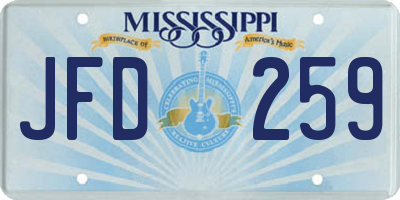MS license plate JFD259