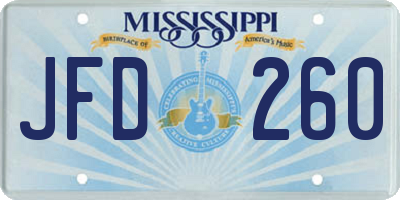 MS license plate JFD260