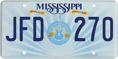 MS license plate JFD270