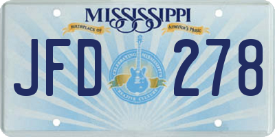 MS license plate JFD278