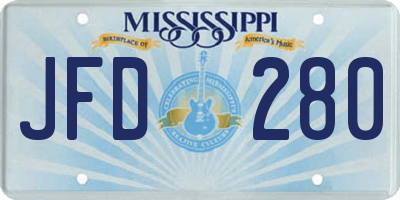 MS license plate JFD280