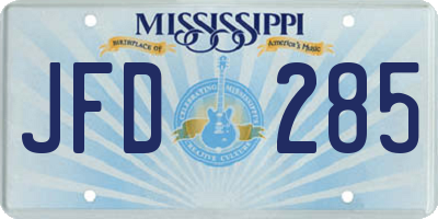 MS license plate JFD285