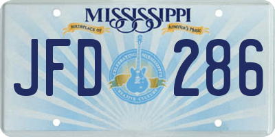MS license plate JFD286