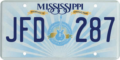 MS license plate JFD287