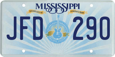 MS license plate JFD290