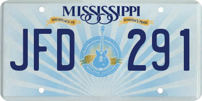 MS license plate JFD291