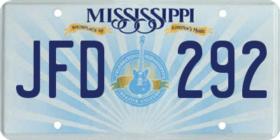 MS license plate JFD292
