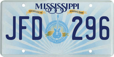 MS license plate JFD296