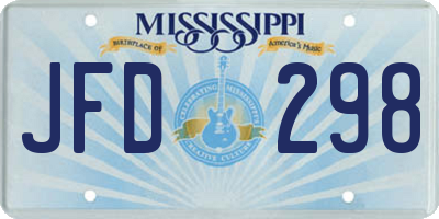 MS license plate JFD298