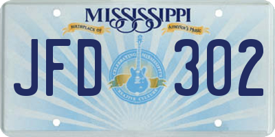 MS license plate JFD302