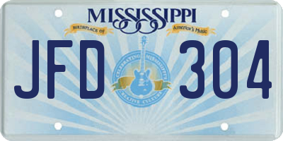 MS license plate JFD304