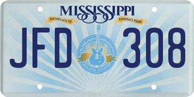 MS license plate JFD308