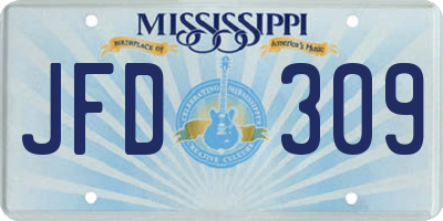 MS license plate JFD309