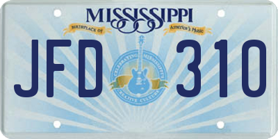 MS license plate JFD310