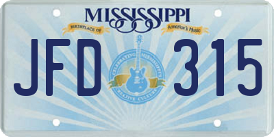 MS license plate JFD315