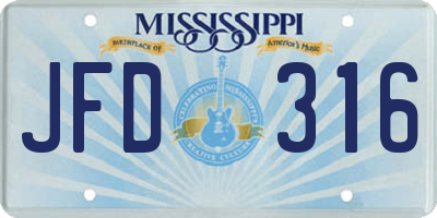 MS license plate JFD316