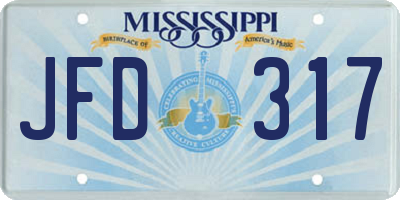 MS license plate JFD317