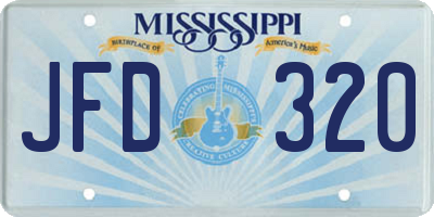 MS license plate JFD320