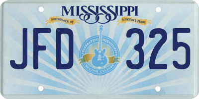 MS license plate JFD325