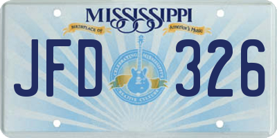 MS license plate JFD326