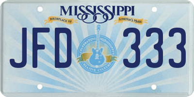 MS license plate JFD333