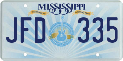 MS license plate JFD335