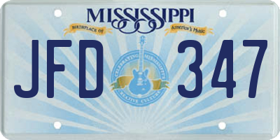 MS license plate JFD347