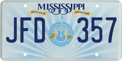 MS license plate JFD357