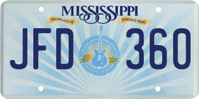 MS license plate JFD360