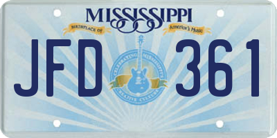MS license plate JFD361