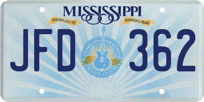 MS license plate JFD362