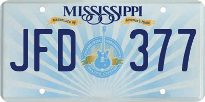 MS license plate JFD377
