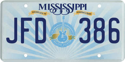 MS license plate JFD386