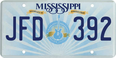 MS license plate JFD392