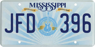 MS license plate JFD396