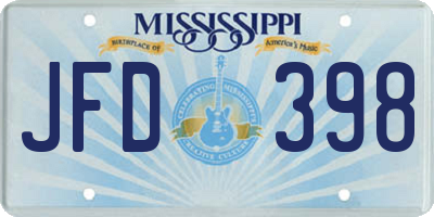 MS license plate JFD398