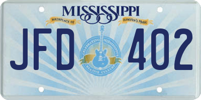 MS license plate JFD402