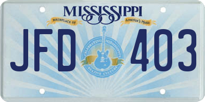 MS license plate JFD403
