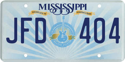 MS license plate JFD404