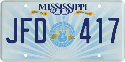 MS license plate JFD417