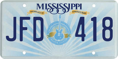 MS license plate JFD418
