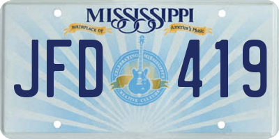 MS license plate JFD419