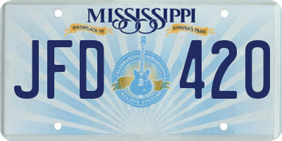 MS license plate JFD420