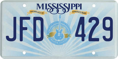 MS license plate JFD429