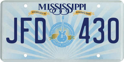 MS license plate JFD430