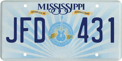 MS license plate JFD431